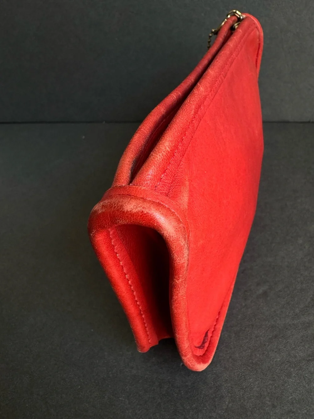 Vintage Coach Chunky Case Apple Red Leather #7165 Cosmetic Pouch Rare Clutch